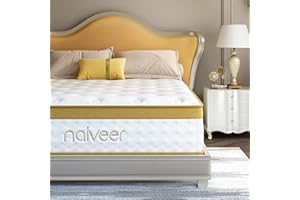 Naiveer Queen Mattress 10 Inch, Gel Memory Foam Mattress Queen Size with Innerspring for Back Pain & Pressure Relief, Medium 