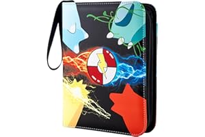 Jravkfi Card Binder with 50 Removable Sleeves-Can Hold 400 Cards,3-Ring Zipper Sports Book is Gifts for Boys and Girls-Black