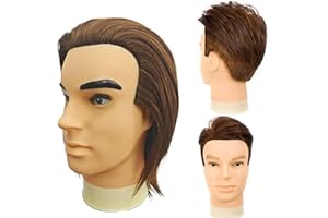 YIIFIULYN Mannequin Head with Human Hair, Barber Mannequin Head Male for Hair Cutting or Styling, Practice Hair Mannequin Head with Stand