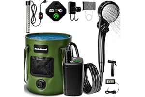 ZAPPYWAY Portable Shower for Camping, 6000mAh Rechargeable Camp Shower Pump with Large Capacity Foldable Bucket, Filtered Shower Head, Outdoor Camp Shower Pump for Hiking, RV, Traveling, Car Washing, Pet Bath