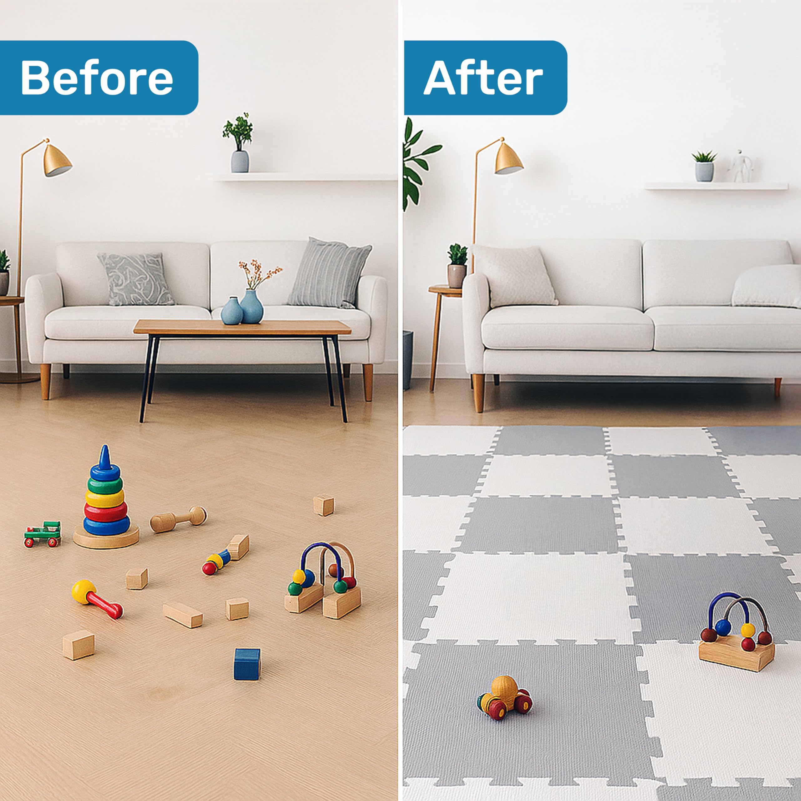 Enovoe Soft Baby Play Mat - Non-Toxic, Interlocking EVA Foam Tiles, 16 Pieces - Safe, Cushioned Floor Play Area for Kids, Infants & Toddlers - Ideal for Playrooms, Nurseries, and Home Gyms (12