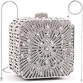 Luxury Rhinestone Clutch Purse for Women - Sparkling Hand-Embellished Evening Bag with Detachable Chain for Formal Occasions