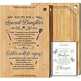 Valentines Day Gifts for Daughter - 12X8 Bamboo Cutting Board with Card, Kitchen Decorations Gifts, Valentines Day Gifts for Daughter Adult from Mom Dad, Valentine's Gift for Daughters