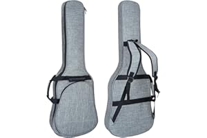 MUZNOTE Electric Guitar Case 0.35 inch Padding Electric Guitar Bag, Electric Guitar Gig Bag Backpack with Neck Strap and Pockets Soft Guitar Case, Grey