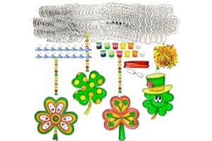 AYHUHRA 28 Sets St. Patrick's Day Shamrock Suncatchers Kits DIY Window Paint Art Lucky Shamrock Four-Leaf Clover Sun Catchers for Classroom Activity Art Projects Supplies