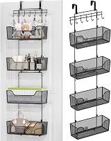 HapiRm Over The Door Organizer with 4 Large Metal Baskets and Hooks view 1
