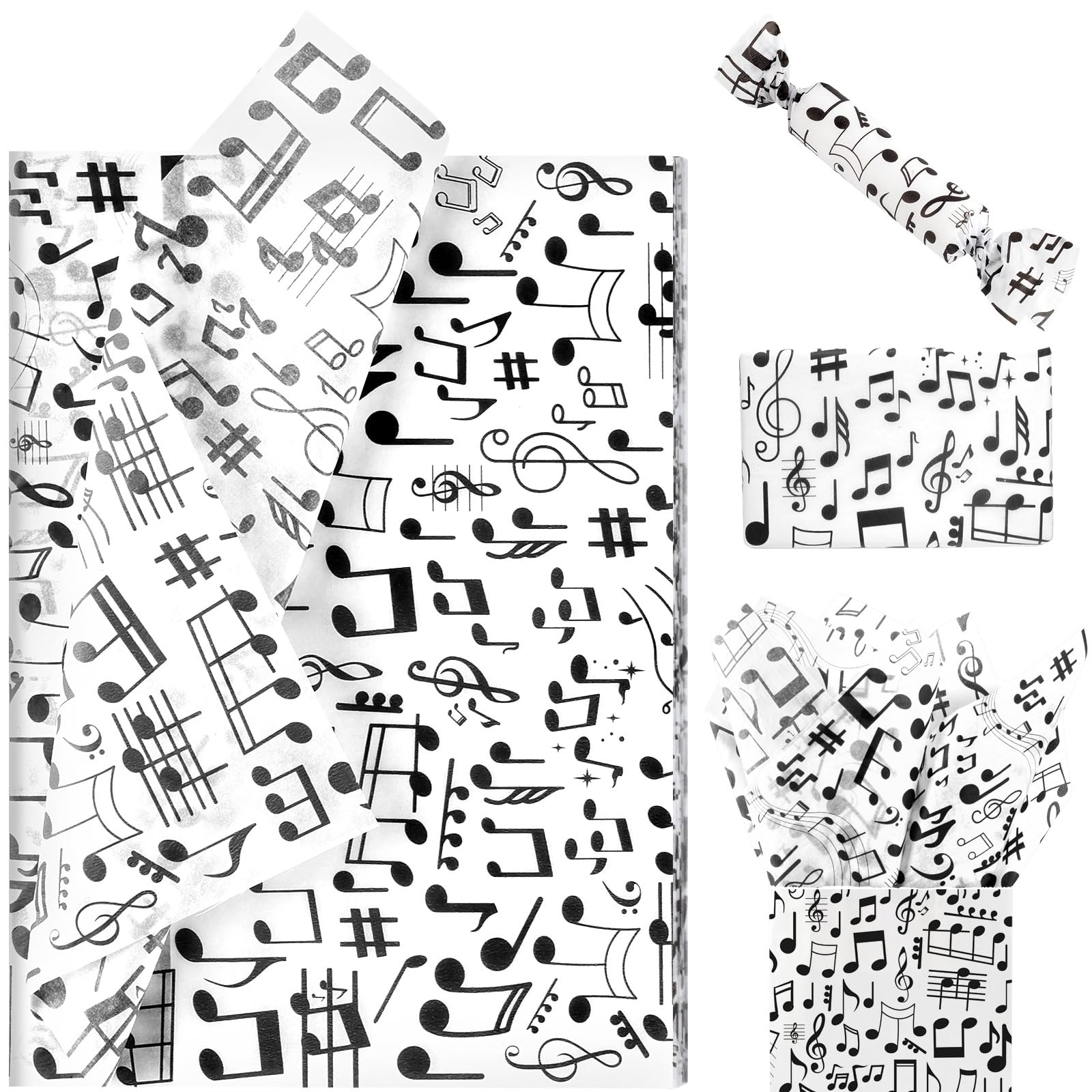 Photo 1 of 100 Sheets 20 * 14 Inches Musical Note Tissue Paper Music Design Gift Wrapping Tissue for Birthday Baby Shower Wedding Christmas Music Concert 50s Theme Party DIY Craft