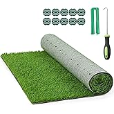 Realistic Artificial Grass Rug Indoor Outdoor: Fake Grass Turf with Drainage Holes, Pet-Friendly Dog Grass Mat, Perfect for Garden Lawn Balcony Patio Backyard Landscape Decoration, 5FT x8FT