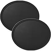 CURTA 2-Pack Restaurant Grade Non-Slip Tray, NSF, Oval 22-Inch x 27-Inch, Plastic Rubber Lined Round Serving Tray, Black