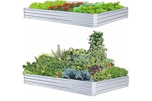 FOYUEE Galvanized Raised Garden Beds for Vegetables Large Metal Planter Box Steel Kit Flower Herb (8 x 4 x 1 ft * 2 Pack, Galvanized)
