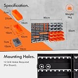 VonHaus 44 Piece Wall Mounted Pegboard Storage Set with Bins and Panels view 3
