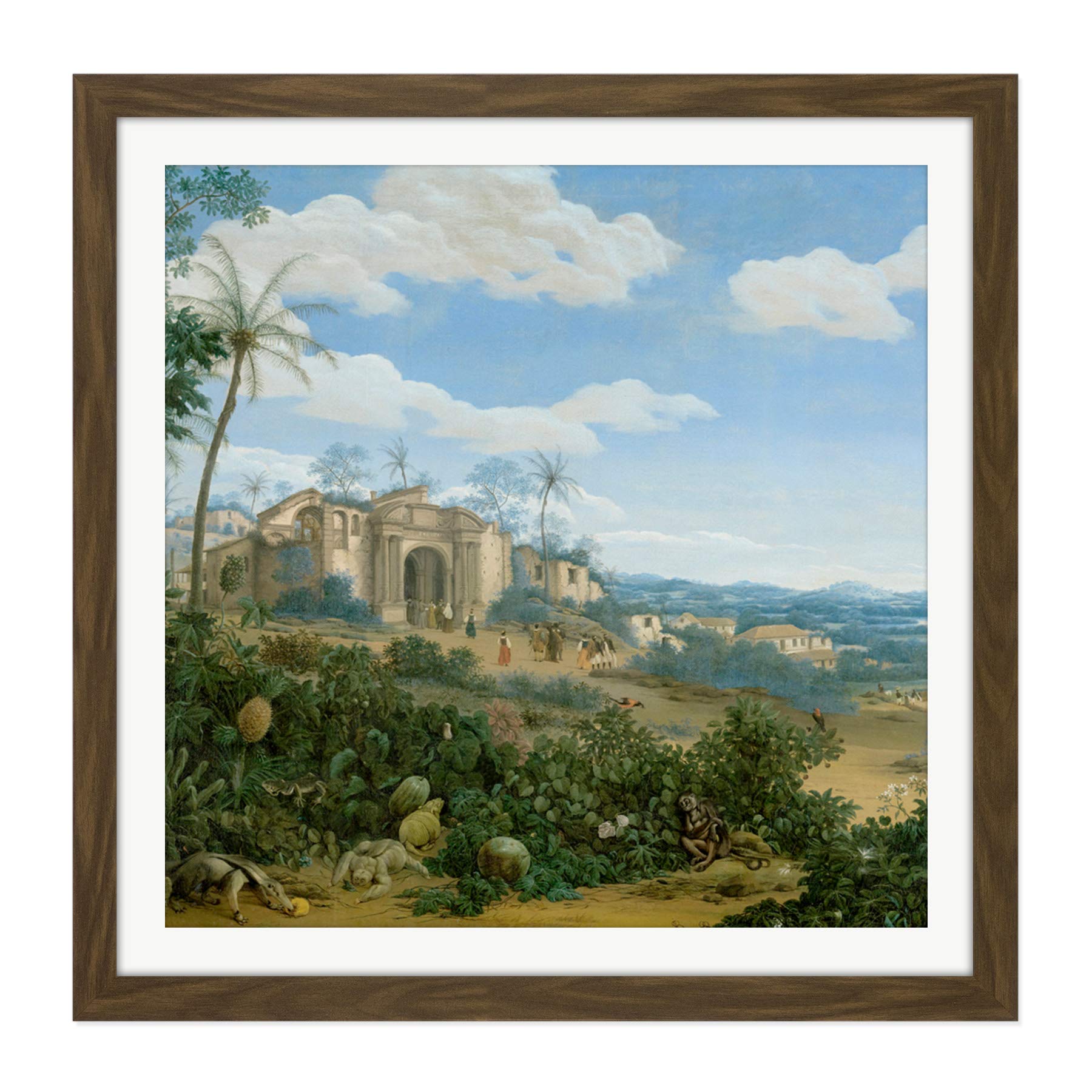 Artery8 Frans Jansz Post View Of Olinda Brazil Painting Square Wooden Framed Wall Art Print Picture 16X16 Inch