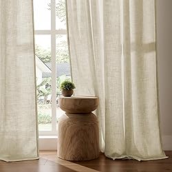 Joydeco Linen Curtains 90 Inch Length 2 Panel