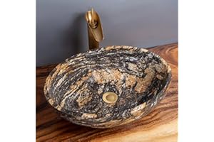MIDUSO Oval Natural River Stone Vessel Sink, Stone Vessel Sinks for Bathrooms, Stone Vessel Sink, Vessel Sink, Bathroom Sink, Stone Sink, Stone Bathroom Sink