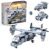 3-in-1 Military Aircraft Building Block Toy 324 PCS Boys Age 6+ Brick Gift | Dual-Rotor Aircraft, Armored Patrol Vehicle, Launcher Truck, STEM Creative Construction Toy Set, Rebuildable