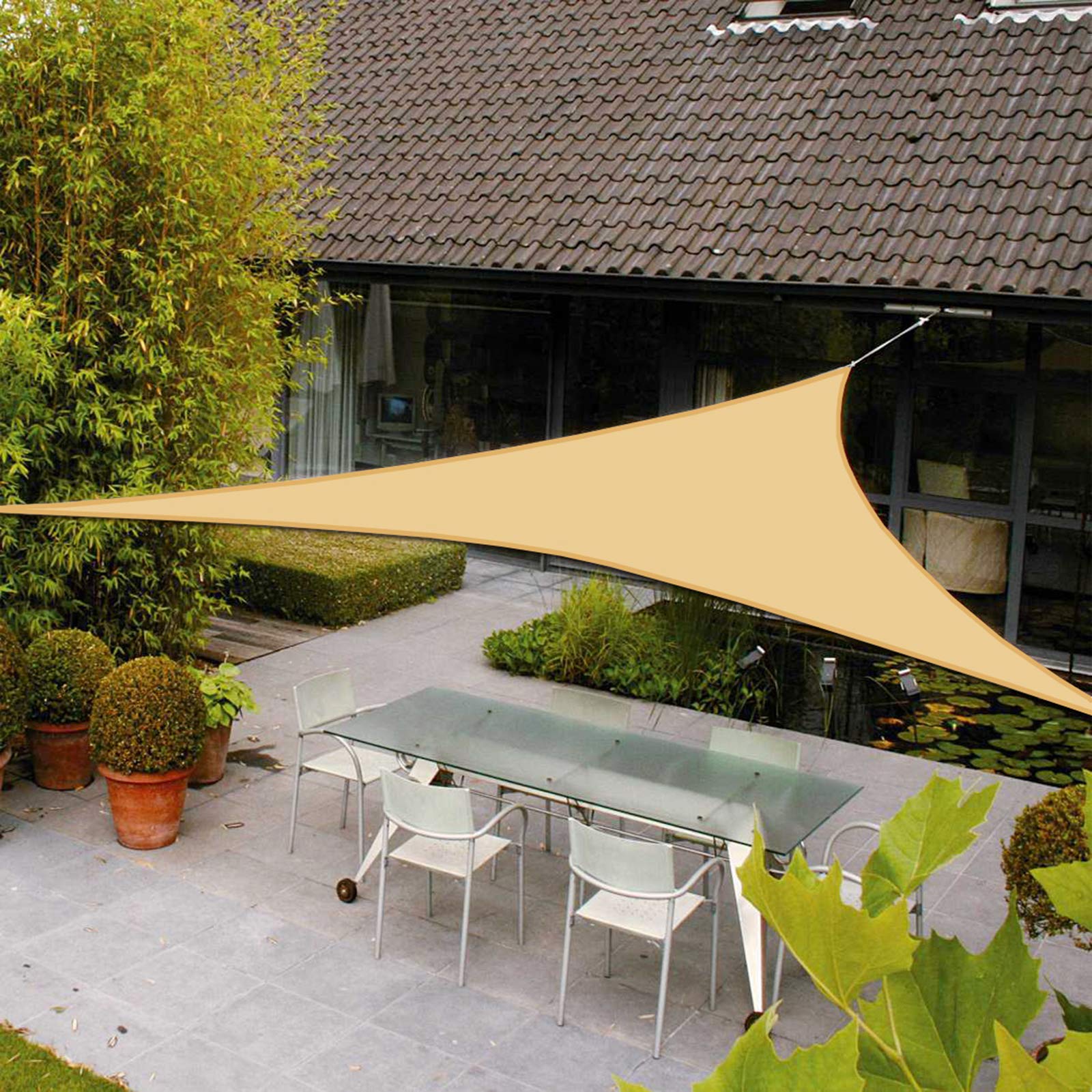 AXT SHADE Sun Shade Sail Waterproof 3x3x3m Triangle UV Block Canopy Awning for Patio Outdoor Garden Backyard -Sand