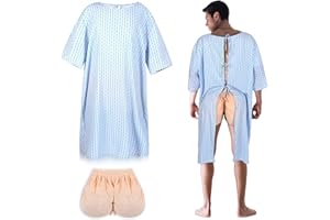 Liitrsh 3 Pcs Patient Gown Party Costume Set Unisex Funny Mardi Gras Cosplay Hospital Gown Butt Cheeks Costume Bandage for Cosplay Dress up Party Blue