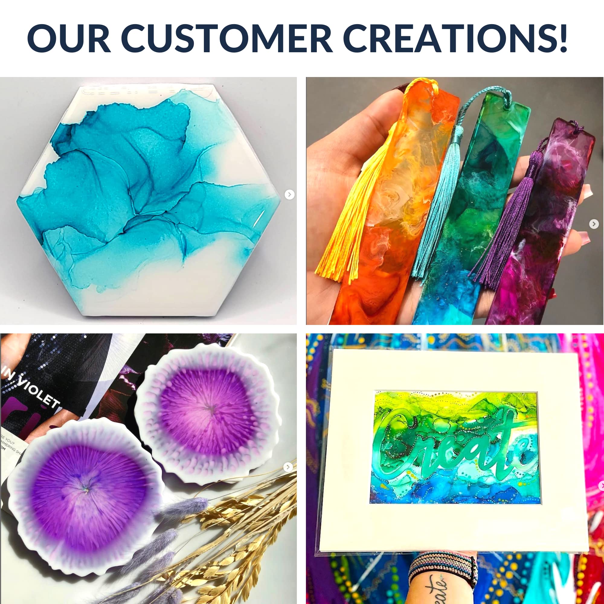 Alcohol Ink Set - New Improved Formula - 24 Highly Saturated, Fast-Drying, Permanent Inks for Epoxy Resin, Tumblers, Fluid Art Painting, Glass, Metal, and More