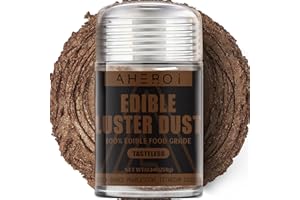 Aheroi Edible Glitter, 1 Pack Cocktail Glitter Shimmering Powder Glitter Luster Dust Sprinkles Drink Glitter, 100% Food Grade Coloring Powder for Fondant, Cookie Cake Decor(Cocoa Brown, 4g/0.14oz)