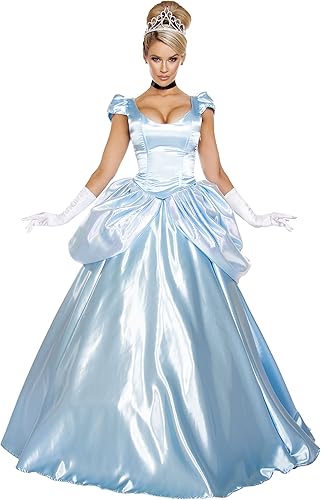 Amazon Co Jp シンデレラ プリンセス 水色 衣装 コスチューム 大人女性用 3pc Stroke Of Midnight Maiden サイズ L ホビー 通販