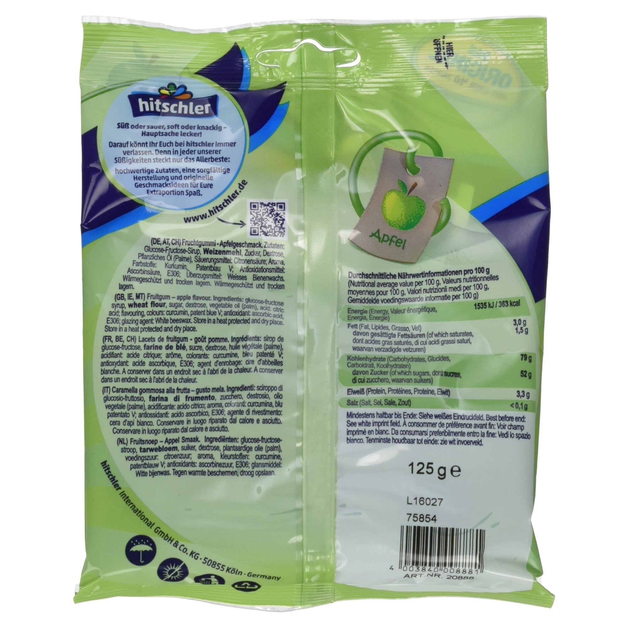 Hitschler Apfel Frucht Gummi Schnüre, 125g (1er Pack) 2