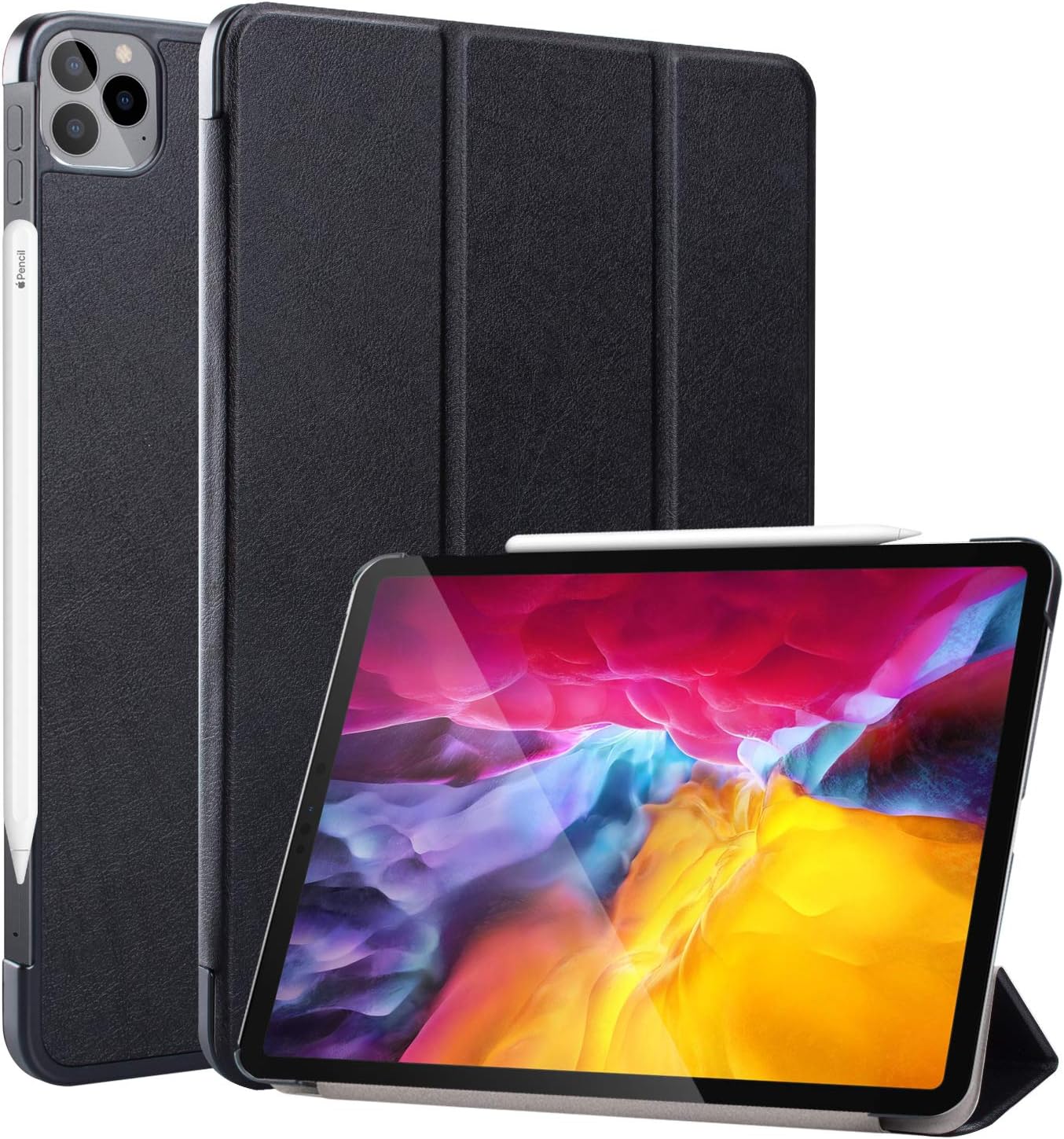 Neepanda Case for New iPad Pro 11 2020 2nd Generation, [Support Apple Pencil Charging] Slim Lightweight Smart Tri-Fold Stand Case for iPad Pro 11 inch 2nd Gen 2020 Released, Auto Wake/Sleep,Black