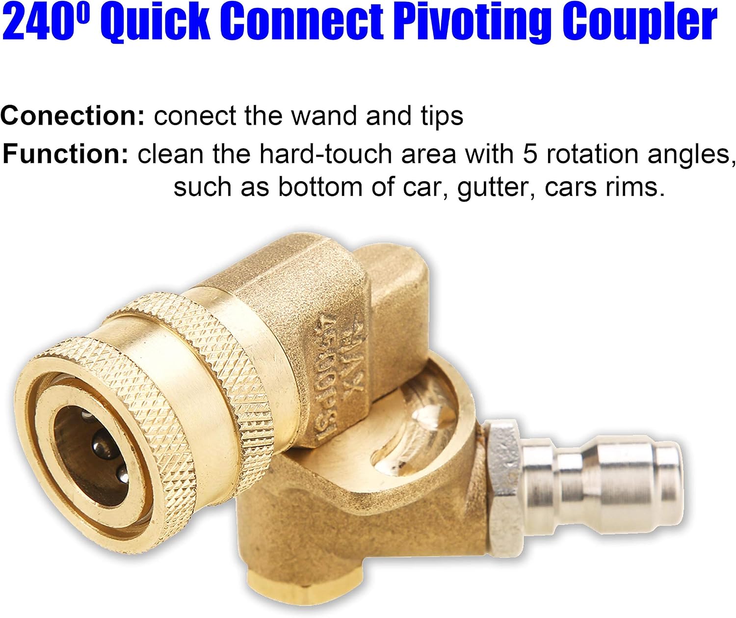 M MINGLE Pressure Washer Accessories Kit, 7 Power Washer Spray Nozzle Tips, Quick Connecting Pivoting Coupler, 1/4 inch, 4500 PSI, 8-Pack - Image 5