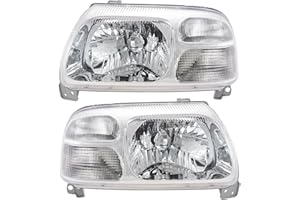 AM AUTOPARTS 2 Piece Headlight Assembly Set Driver & Passenger Side Compatible with 1999-2005 Suzuki Grand Vitara 1999-2004 Vitara 2002-2003 XL-7 SZ2502104 SZ2502106 SZ2503104 SZ2503106