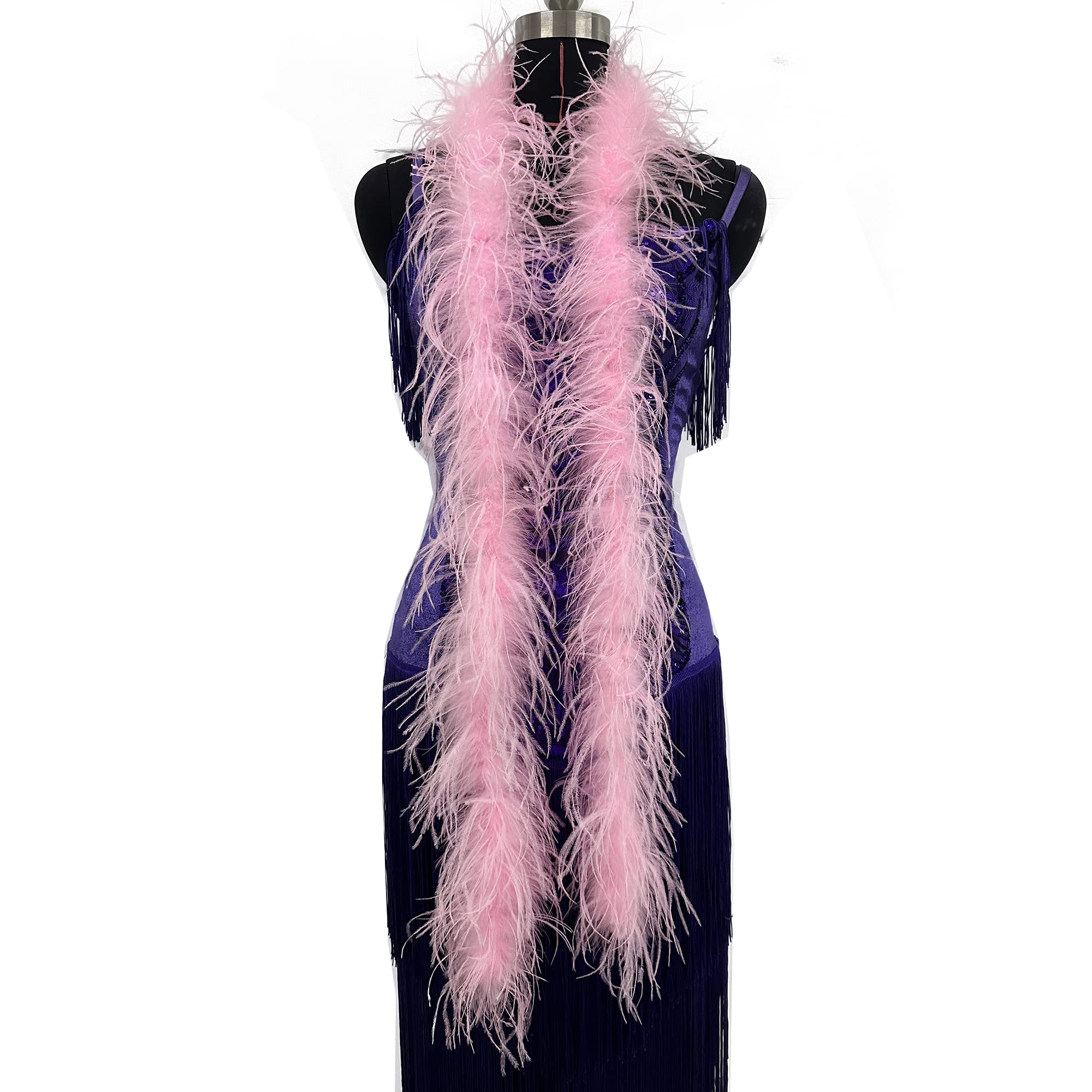 Photo 1 of 2 Yards 30g Fluffy Marabou Ostrich Feather Trim for DIY Craft Sewing Trim Home Wedding Party Decoration-Light Pink