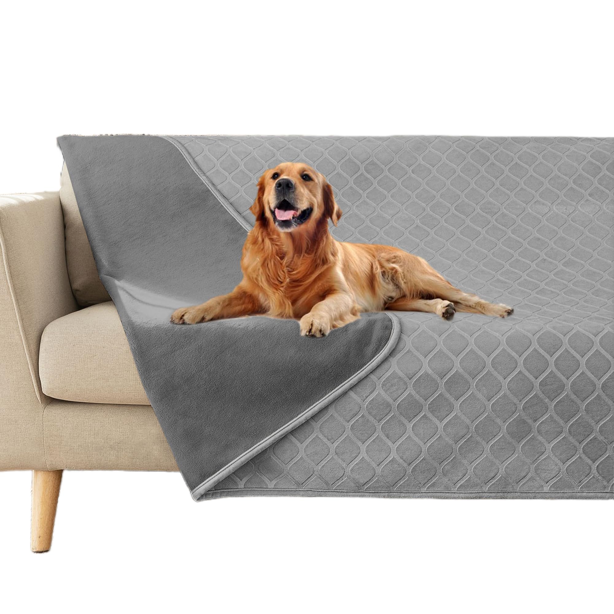 Photo 1 of fuguitex Waterproof Dog Blanket Bed Cover Dog Crystal Velvet Moroccan Fuzzy Cozy Plush Pet Blanket Throw Blanket for Couch Sofa(40 * 60 inch, Light Grey+Grey)
