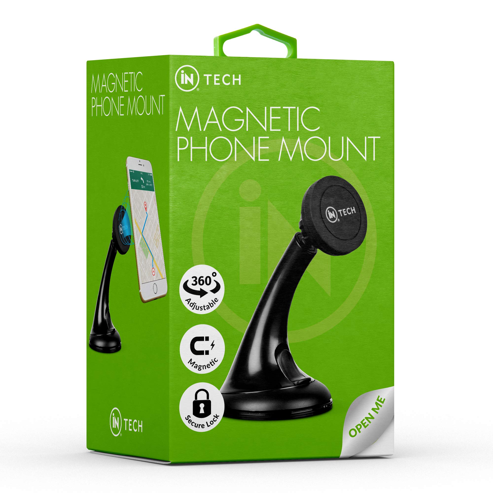 iN-TECH Universal Magnetic Phone Mount Car Cradle Easy Hands Free Navigation Compatible with Android and Apple Smartphones iPhone 11 Pro, Samsung Galaxy S10, Mini Tablets, and More