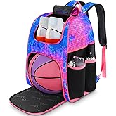 MATEIN Basketball Bag, Sturdy Soccer Bag with Ball Holder & Shoe Compartment, Large Basketball Backpack for Training Equipment, Water Resistant Sports Ball Backpack Fits Volleyball Football, Colorful