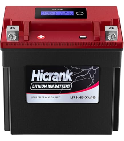 Hicrank YTX12-BS 12V 6Ah,360CCA LiFePO4 Lithium Motorcycle Battery