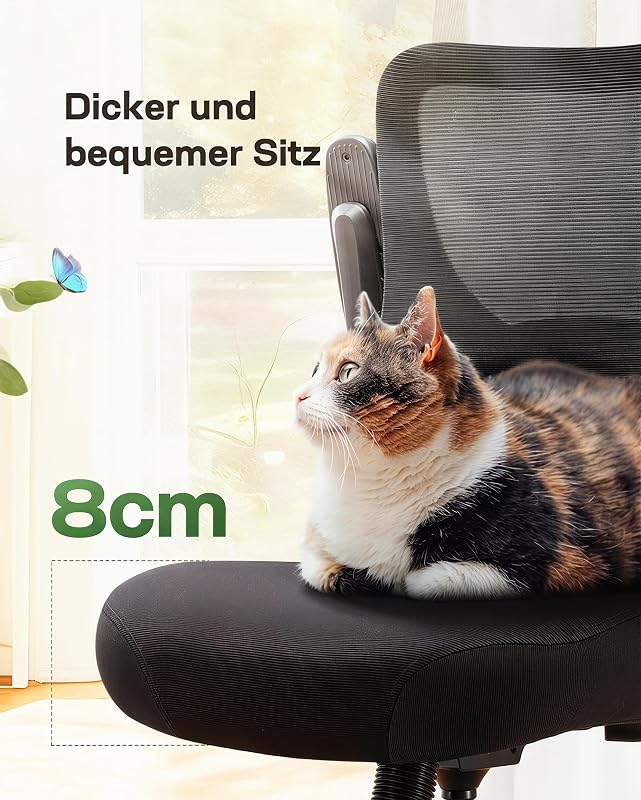 Bürostuhl, Schreibtischstuhl, 3D Armlehnen 2D Lendenwirbelstütze