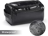 Etercycle Leather Toiletry Bag Hanging Wash Bag Waterproof Jet Black view 5