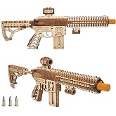 Wood Trick Gun AR-T 3D Wooden Puzzles for Adults to Build | [496 Parts] Telescoping Butt &amp; 12-Round Clip - Engineering DIY Wooden Model Kit for Adults to Build