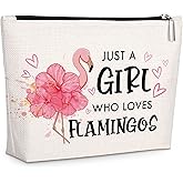 GevGuxLuo Flamingo Gifts for Flamingos Lovers, Flamingo Makeup Bag for Women Birthday Gifts for Daughter Sister Bestie, Cute Flamingos Themed Animal Lovers Gift for Women