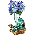 Cape Craftsmen Hand-Blown Blue Tinted Bubble Glass On Natural Teak Driftwood Terrarium | Home Décor Indoor Planter with Stand | Pot for Succulent and Plants (Tall)
