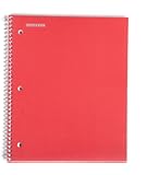 Mintra OfficeDurable Spiral Notebooks, 1 Subject, (Red, 4x4 Graph 1pk), 100 Sheets, Poly Pocket, Moisture Resistant Cover, School, Office, Business, Professional