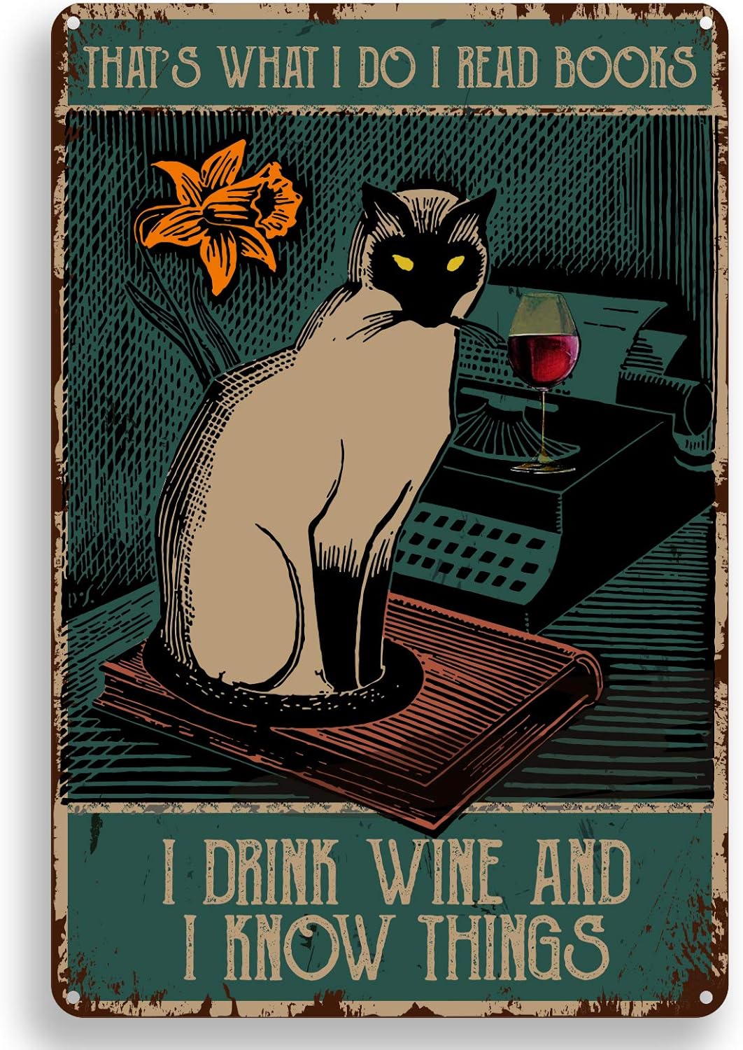 ForbiddenPaper Vintage Metal Tin Sign Wall Decor - That's What I Do I Read Books Retro Cat Poster for Office/Home/Classroom Decor Gifts - Best Birthday/Thanksgiving Ideas - 8x12 Inch