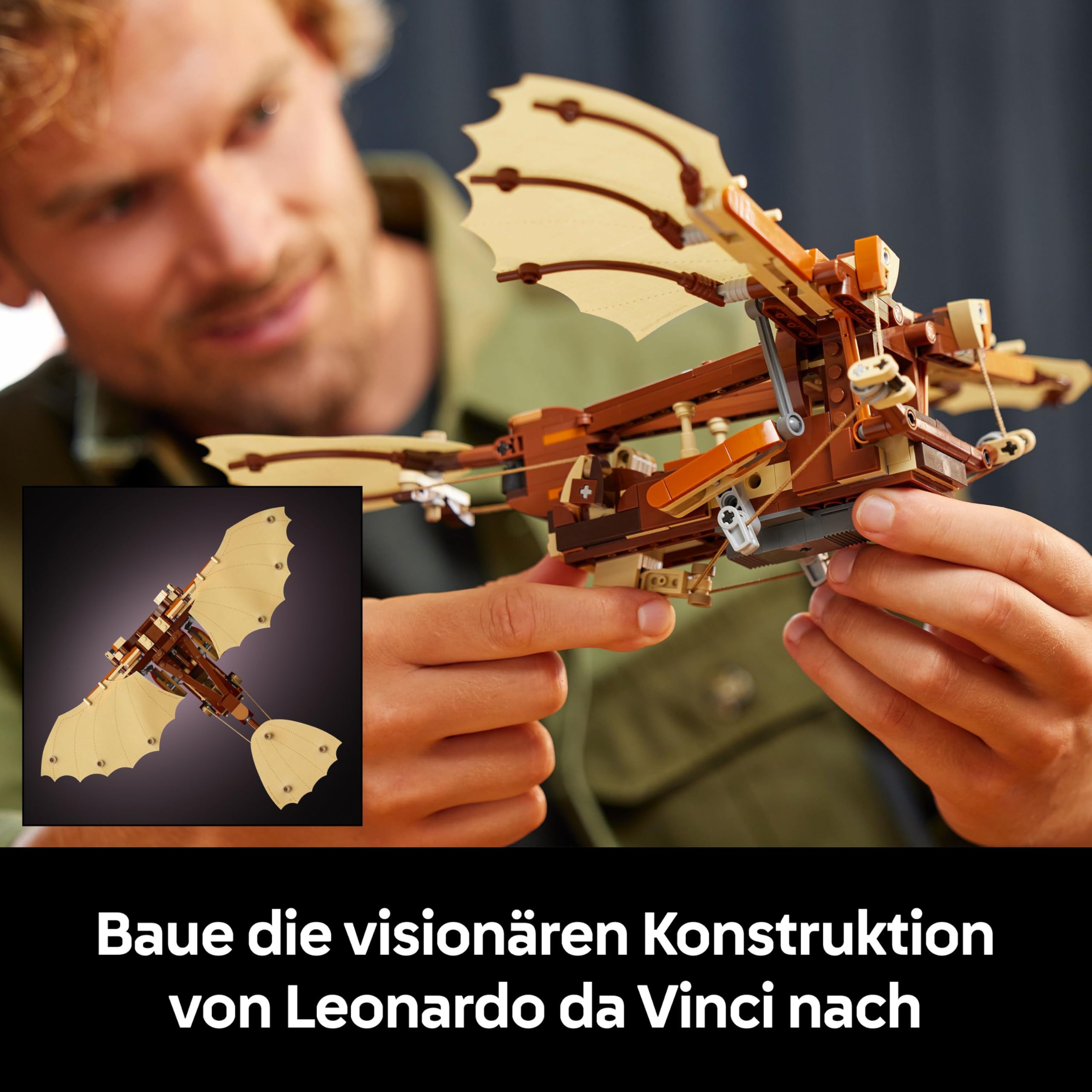 LEGO Icons Leonardo da Vincis Fluggerät mit schlagenden Flügeln - Inklusive Minifigur & Ständer - Bauset für Erwachsene - Deko-Set für Zuhause - Geschenkidee - 10363 4