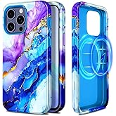 Casetego for iPhone 15 Pro Max Case,Compatible with MagSafe,[Military Grade Drop Test] Full Body Protection Slim Shockproof Rugged Marble Women Girls Case for iPhone 15 Pro Max 6.7 inch,Azure Blue