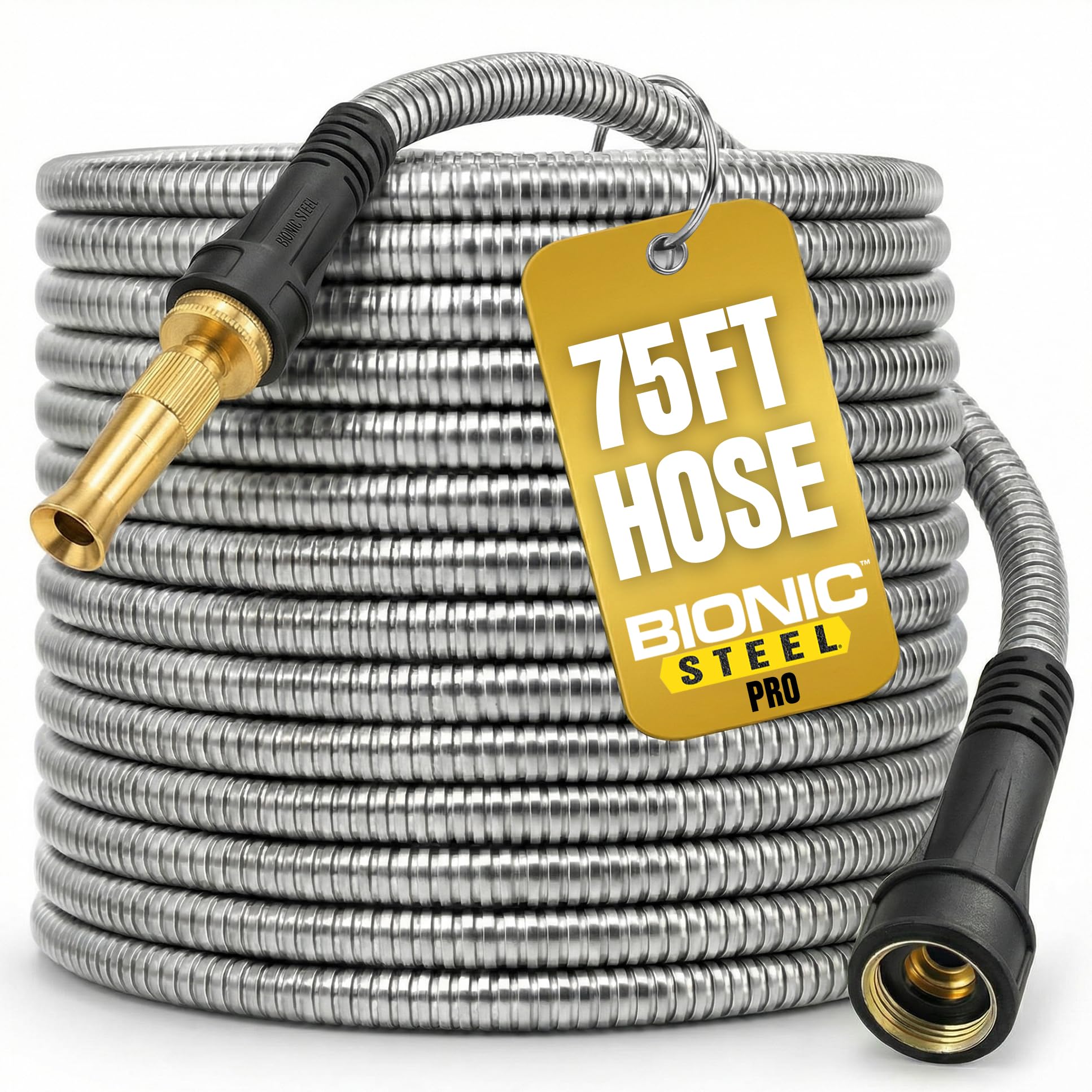 BIONIC STEEL 2429 Pro Stainless Steel Metal Garden Hose, 75'