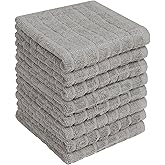 Premium Dish Towels (12”x 12”, 8 Pack) | Cotton Kitchen Hand Towels | Kitchen Towels | Highly Absorbent Tea Towels Set | Grey