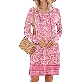 HOTOUCH Womens UPF 50+ Cover-Up Dress Beach SPF Sun Protection Long Sleeve Shirts Dress Lightweight Athletic UV Hoodie