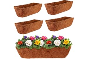 KVYUSFLOURISH 4 Pack Rectangle Coco Liner 24 Inch Hanging Basket Liners 100% Natural Coconut Husk Liners for Planters Window Box Planter Inserts for Large Pots Trough Planters Outdoor Garden Decoration