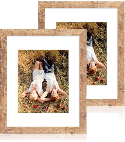iRahmen 8x12 Picture Frame Set of 2, Rustic Brown Frame with High