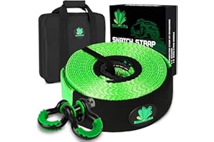 ZOSTERA Heavy Duty Tow Strap 3" x20' Recovery Strap(Green) Tested 35,000LBS Break Strength Emergency Off Road Towing Rope with 3/4 D Ring Shackle Storage Bag