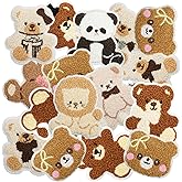 Nicime 16pcs Plush Bear Iron/Sew on Patches, Cute Animal Embroidered Applique, DIY Decoration for Clothes, Hat, Bag, Jeans, Dress, Shirt