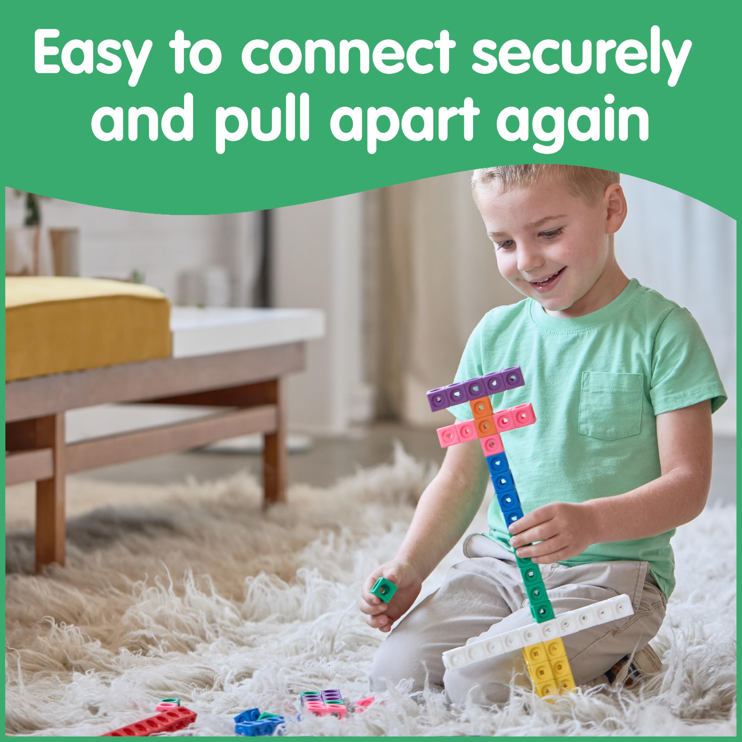 edxeducation Math Cubes | Set of 100 Counting Blocks with 5 Shapes | Math Manipulatives for Preschoolers | Shape and Color Sorting Toys | 10 Colors